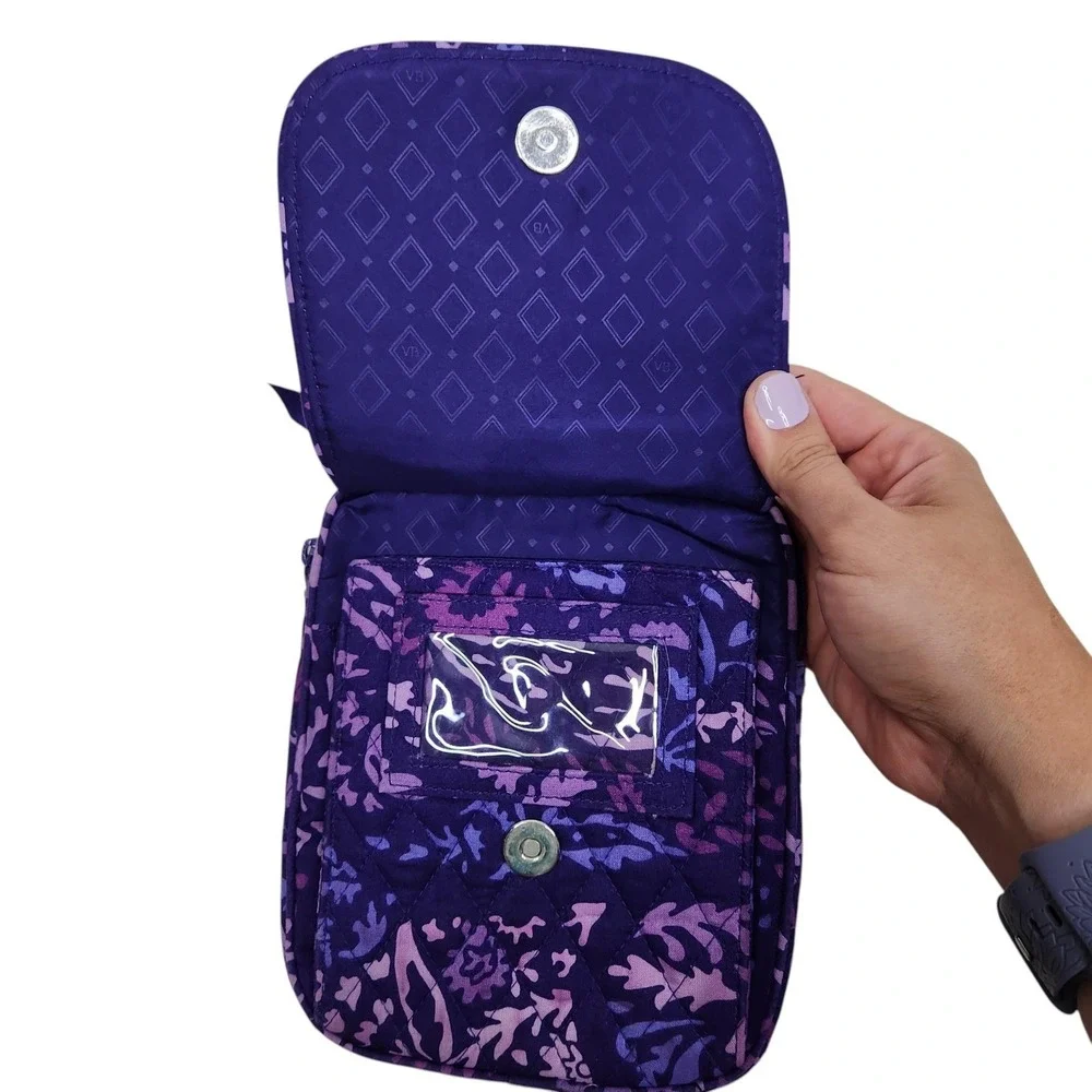 VERA BRADLEY Crossbody Bag Womens Small Purple Floral Cotton Quilted Purse